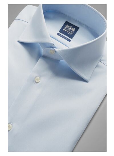 Chemise Bleu Clair En Coton Stretch Coupe Droite