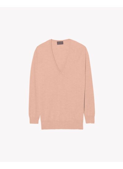 Pull V ample ultrafin long - Femme - BLUSH