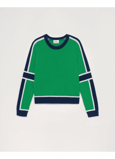 Pull Col Rond Bandes Tricolore