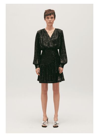 Robe courte sequins noire