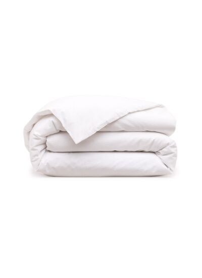 Lacoste - Housse de couette en percale de coton seersucker blanc, L Tamis