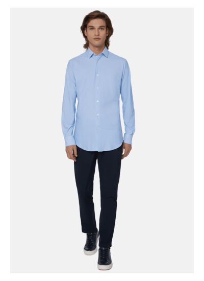 Chemise Bleu Clair En Nylon Extensible Coupe Slim