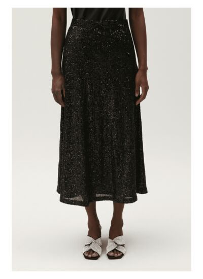 Jupe midi sequins noire