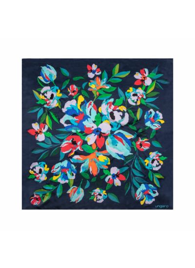 Foulard soie Paola Navy - 65 cm x 65 cm