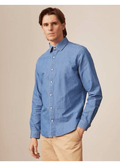 Chemise auguste en denim bleu