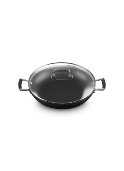 Sauteuse provençale 30cm Anti-adhérente Les Forgées avec couvercle en verre