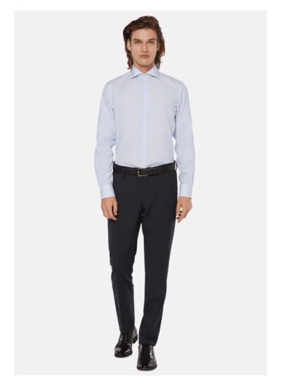 Chemise À Rayures Bleu Ciel En Coton Slim Fit