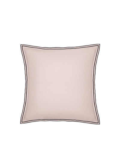 TAIE D'OREILLER | Pure White Percale Lavée - Pink  - Finition Black