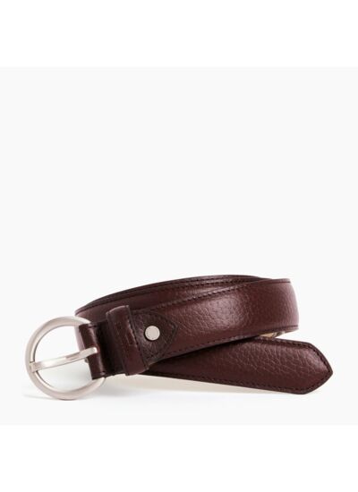 Ceinture femme avec boucle ronde en cuir grainé