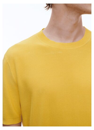 T-shirt jaune en coton mercerisé