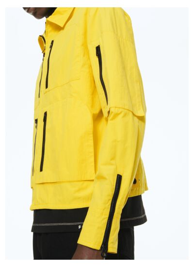 Blouson multipoches en nylon jaune