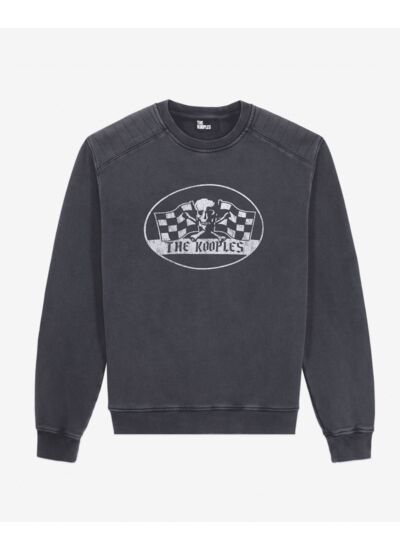 Sweatshirt Noir Avec Sérigraphie Racing Skull