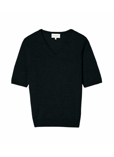 Pull V manches courtes intemporel - Femme - NOIR