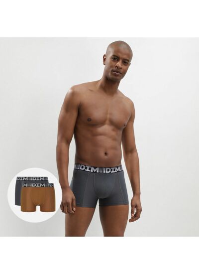 Lot De 2 Boxers Homme Respirants Marron Gris 3D Flex Air Boxer