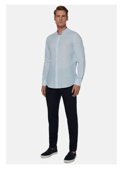 Chemise Bleu Clair En Lin Coupe Droite