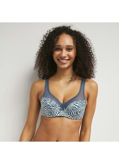 Soutien-Gorge Emboitant À Armatures Imprimé Zèbre Bleu Generous Dim Soutien-Gorge