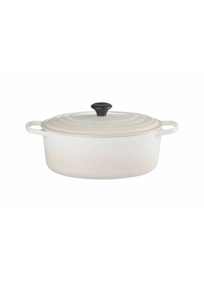 Cocotte ovale 31cm en fonte émaillée meringue