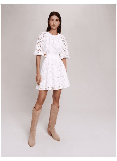 Robe courte en coton brodé