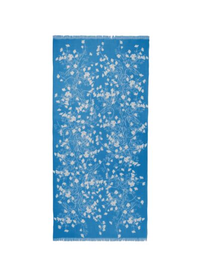 Étole imprimé fleurs monochrome 180 x 85 cm - Accessoire - BLEU CALDERO