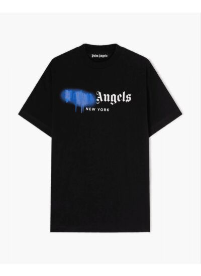 Palm Angels Black Spray Tee Blue