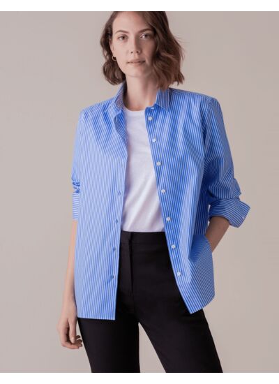 Chemise Marion en popeline rayée bleue