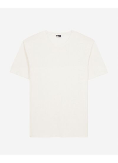 T-Shirt Manches Courtes En Lin Avec Broderie Poitrine Homme