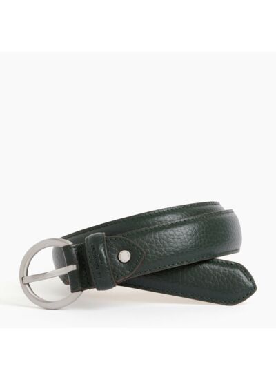 Ceinture femme avec boucle ronde en cuir grainé