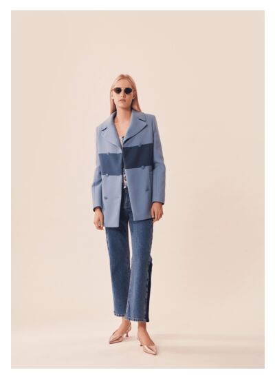 Manteau Marinella-bleu en double coton