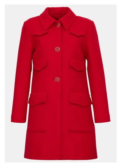 Manteau Marin-Rouge en Laine