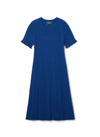 Robe courte évasée plissée - Femme - BLEU DELPHINIUM