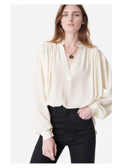 BLOUSE COL V 100% Soie