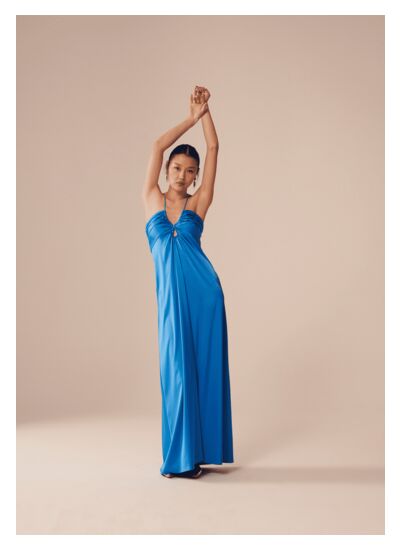 Robe Rosalia-bleue en satin