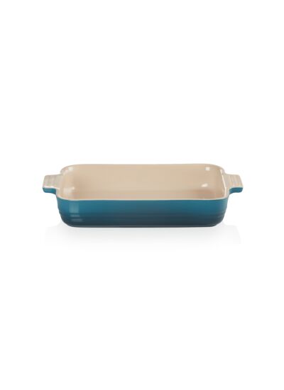 Plat rectangulaire classique 32cm en céramique deep teal