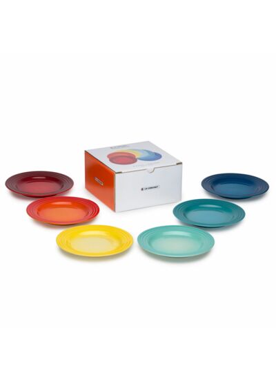 Set de 6 assiettes à dessert 17cm en céramique arc-en-ciel