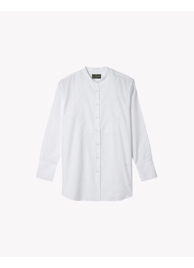 Chemise coton bio à plastron - Femme - BLANC