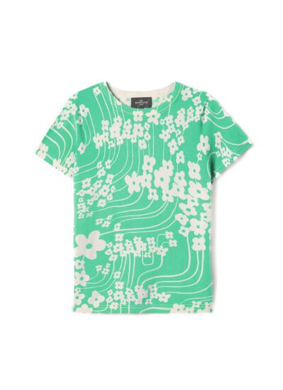 T-shirt imprimé fleurs - Femme - VERT TUPPER/NATUREL