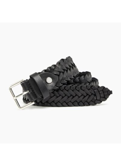 Ceinture homme avec boucle carrée en cuir tressé