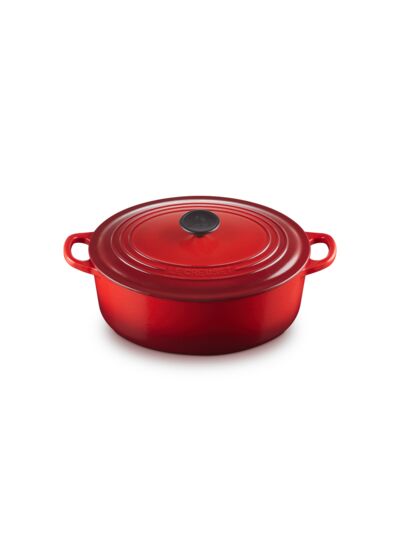 Cocotte ovale 29cm en fonte émaillée cerise