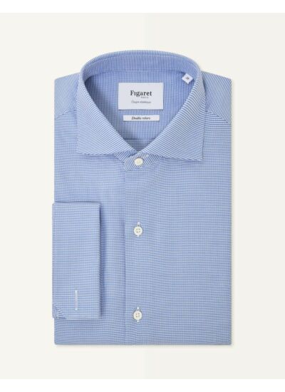 Chemise Classique en façonné faux-uni marine