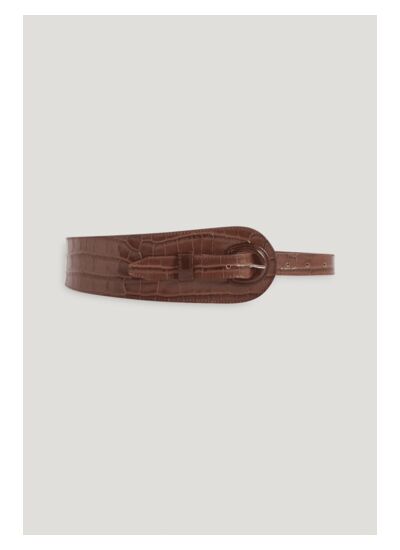 Ceinture cuir embossé marron