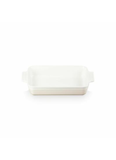 Plat rectangulaire classique 25cm en céramique meringue