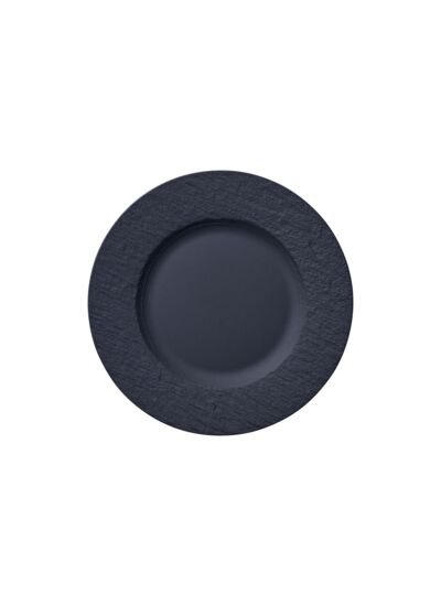 Manufacture Rock - Assiette à dessert ronde et noire, en porcelaine haut de gamme