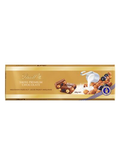 Tablette SWISS PREMIUM CHOCOLATE Lait Noisettes Raisins 300g