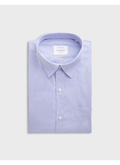 Chemise classique infroissable rayée bleue