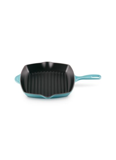 Skillet gril carré 26cm en fonte émaillée bleu caraïbes