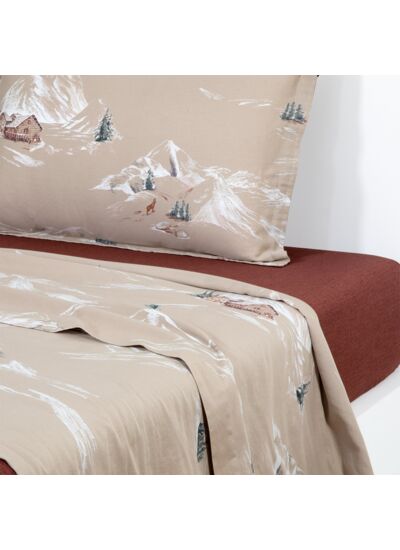 Olivier Desforges - Drap plat en satin de coton lavé beige, Coeur Vaillant