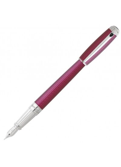 Gamme orfèvre - Stylo Plume large line D laque naturelle fuchsia et palladium