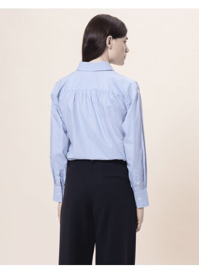 Chemise Carine en popeline rayée bleue