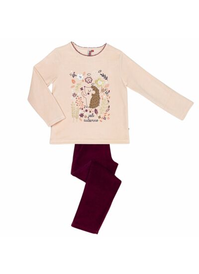 Pyjama fille HERISSON nude/bordeaux