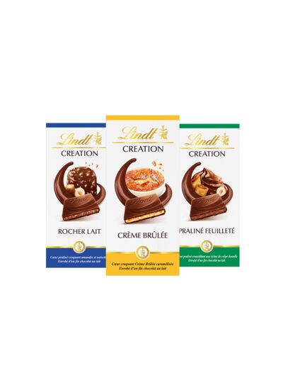 X3 Panache Tablettes Création Lait Crème Brûlée + Praline Feuillantine + Rocher Lait 150G